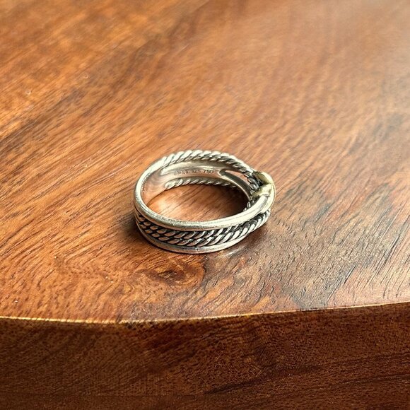 DAVID YURMAN Crossover Ring 925 Sterling Silver 18K Yellow Gold Size 8 - Picture 4 of 6